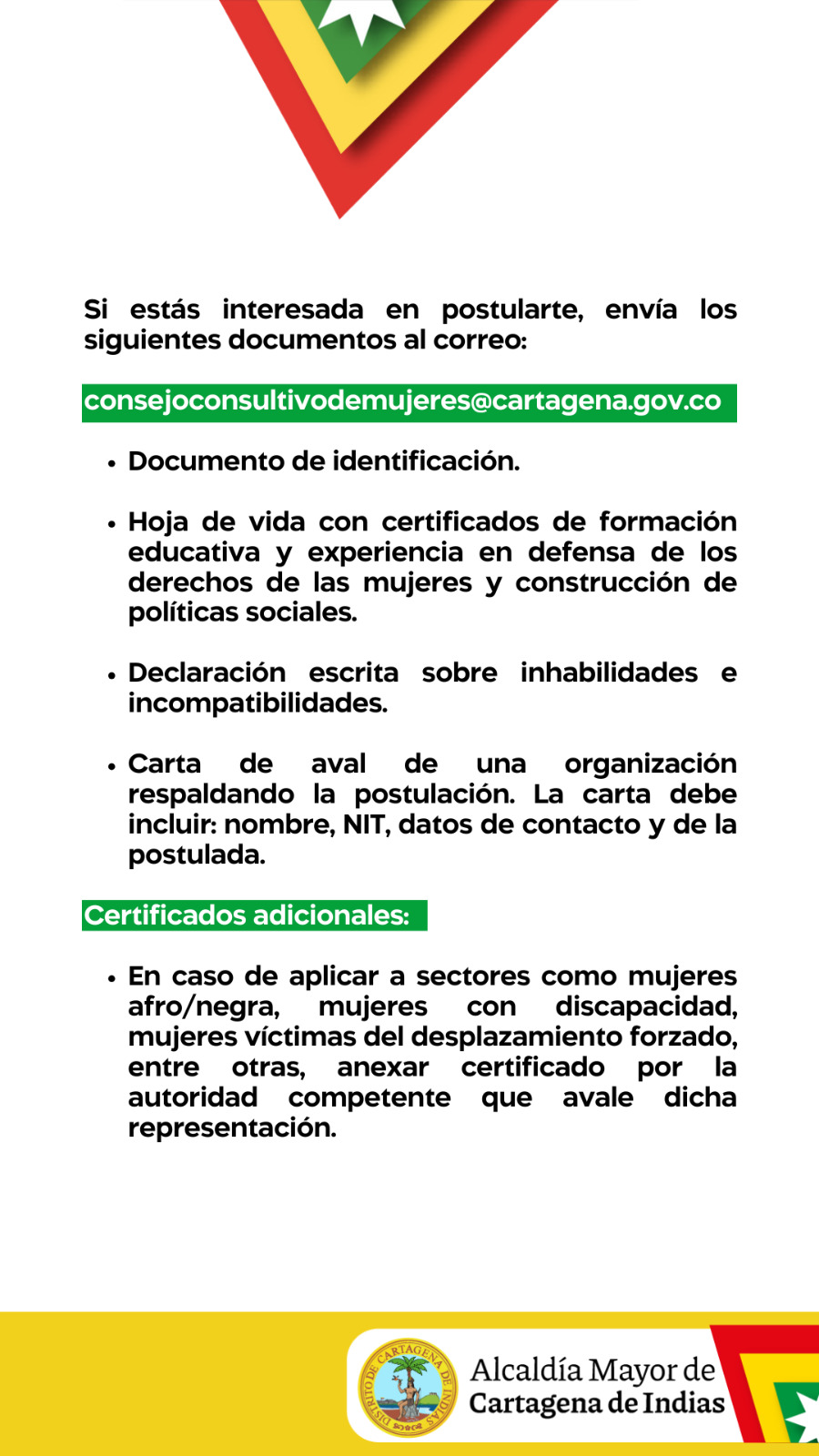 Ampliación de postulación Consejo Consultivo de Mujeres