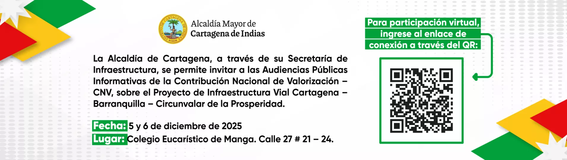 Banner participación virtual en las Audiencias Públicas Informativas de la Contribución Nacional de  Valorización – CNV