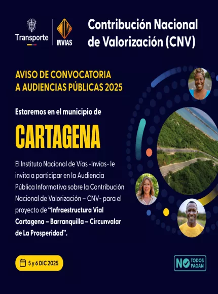 BANNER MOVIL AVISO DE CONVOCATORIA A AUDIENCIAS PÚBLICAS 2025 INVIAS