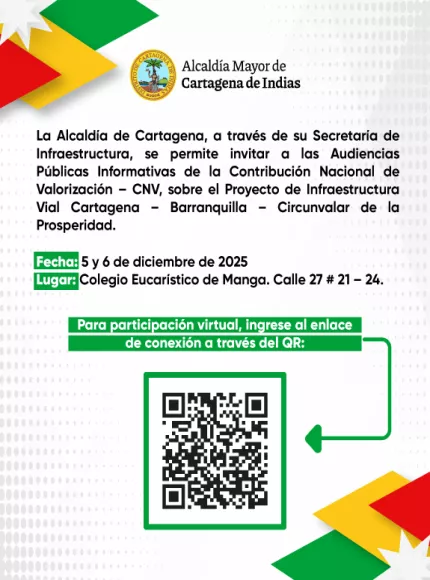 Banner móvil participación virtual en las Audiencias Públicas Informativas de la Contribución Nacional de  Valorización – CNV
