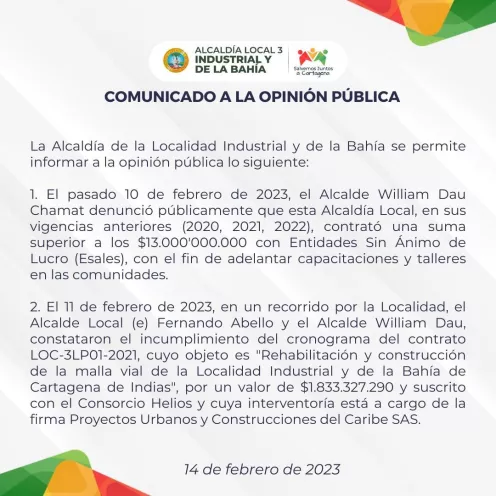 Comunicado a la opinión pública