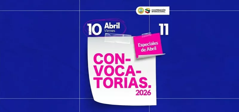 Portada de las convocatorias por parte de la Cooperación Internacional para el mes de abril