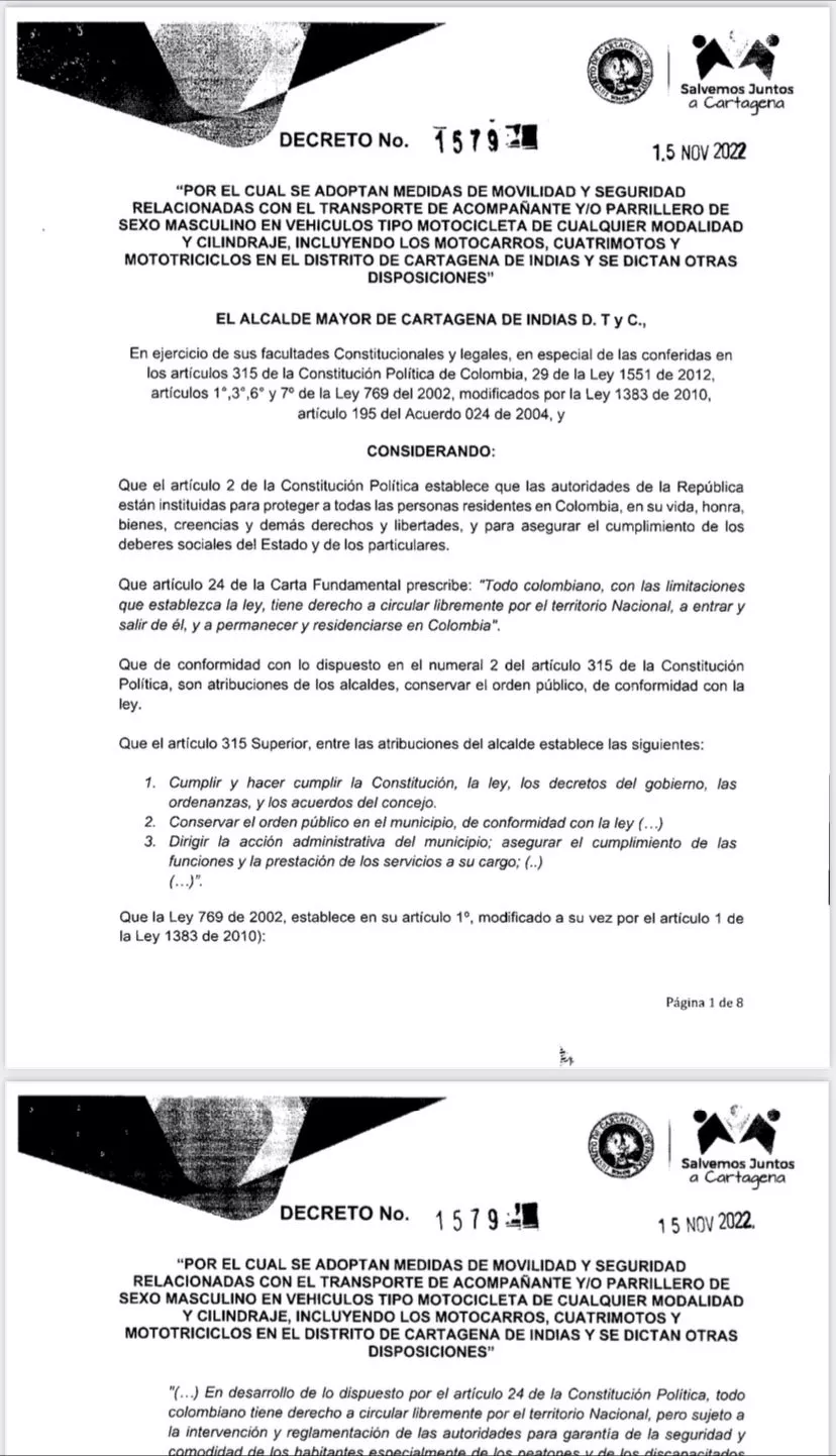 La prohibición de parrillero hombre se mantiene en los 8 barrios