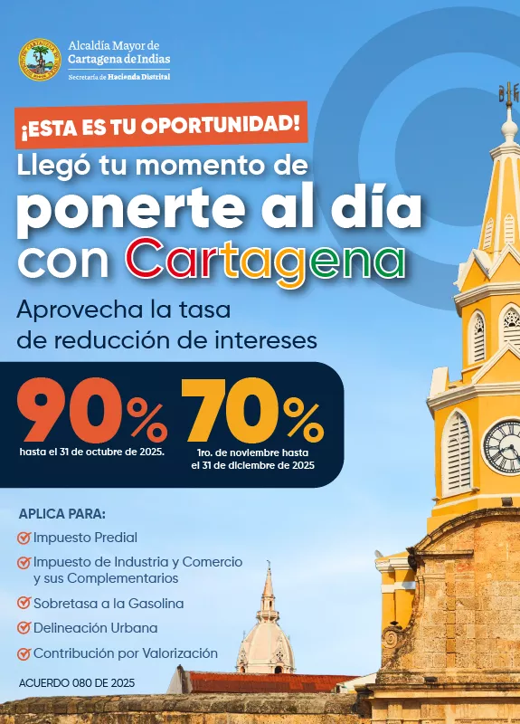 Banner móvil ponerte al día con los impuestos en Cartagena