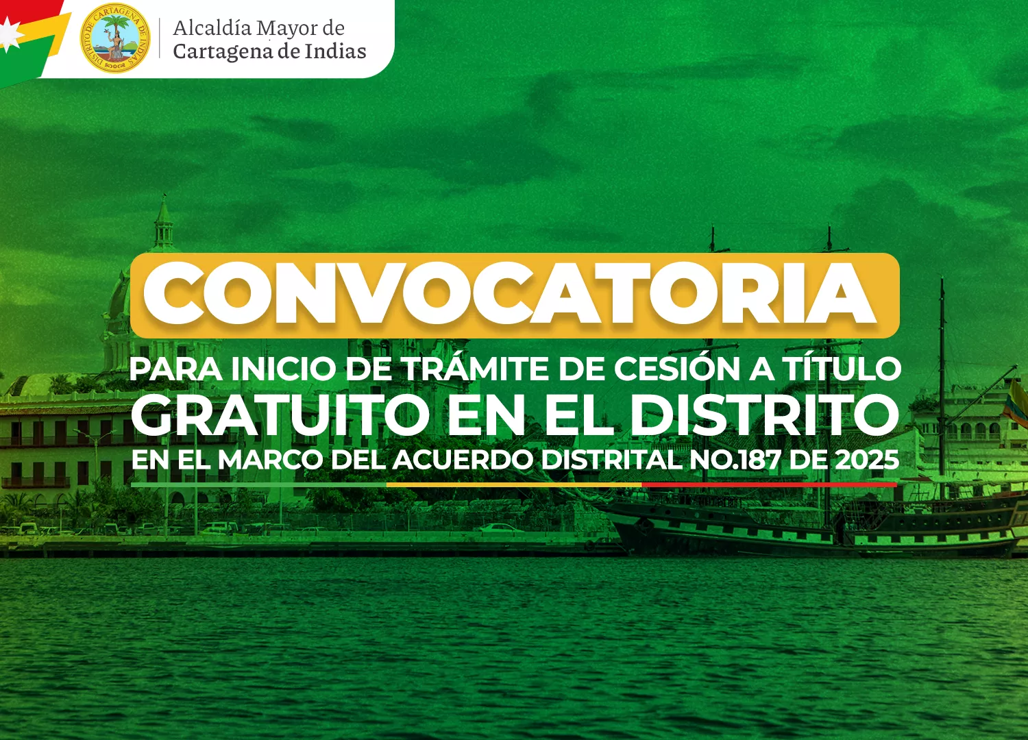  Imagen convocatoria para inicio de trámite de cesión a título gratuito en el distrito de cartagena 