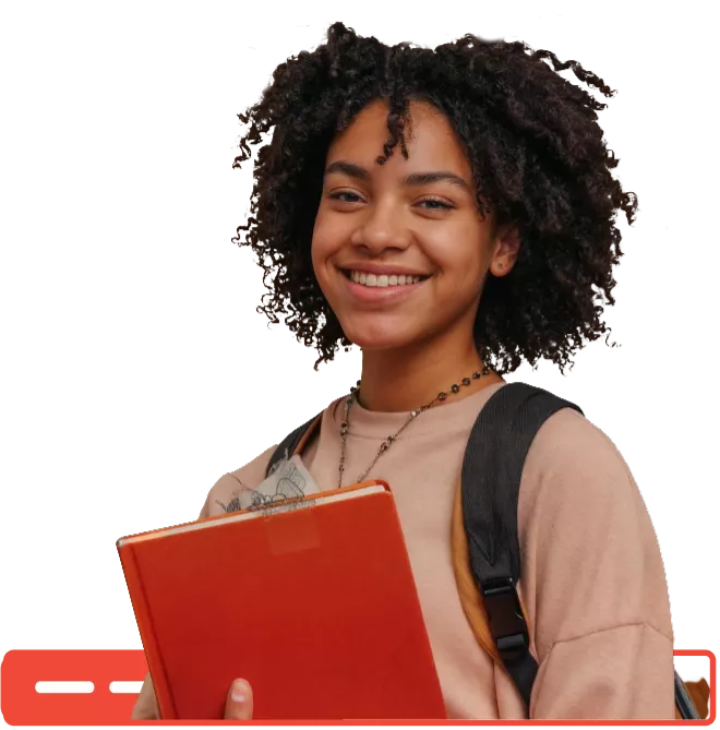 Imagen que muestra una joven que sostiene unos libros. 